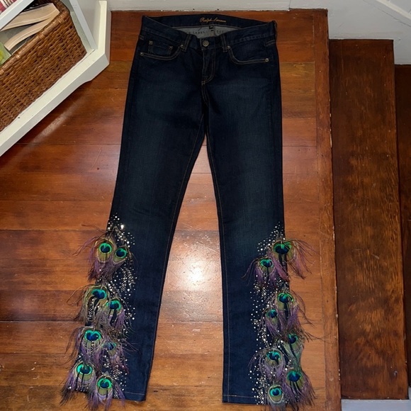 NWOT Ralph Lauren Black Label Peacock Feather Jeans - Picture 7 of 16